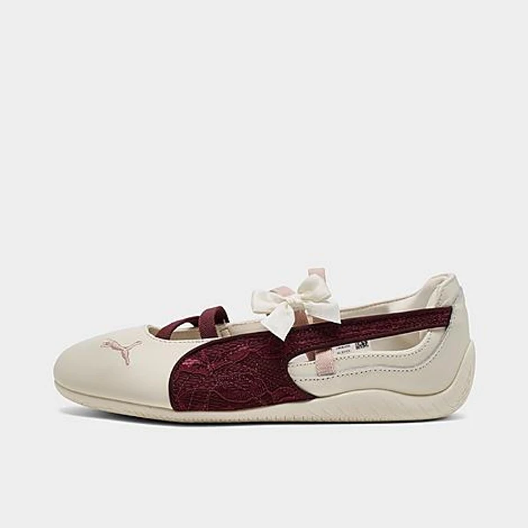 Women's Puma Speedcat Ballet Lace Casual Shoes in Frosted Ivory/Ruby Shimmer Size: 5.5