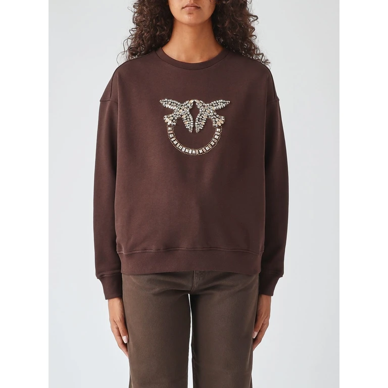 Sweatshirt aus Baumwolle mit Love Birds Logo aus Strasssteinen