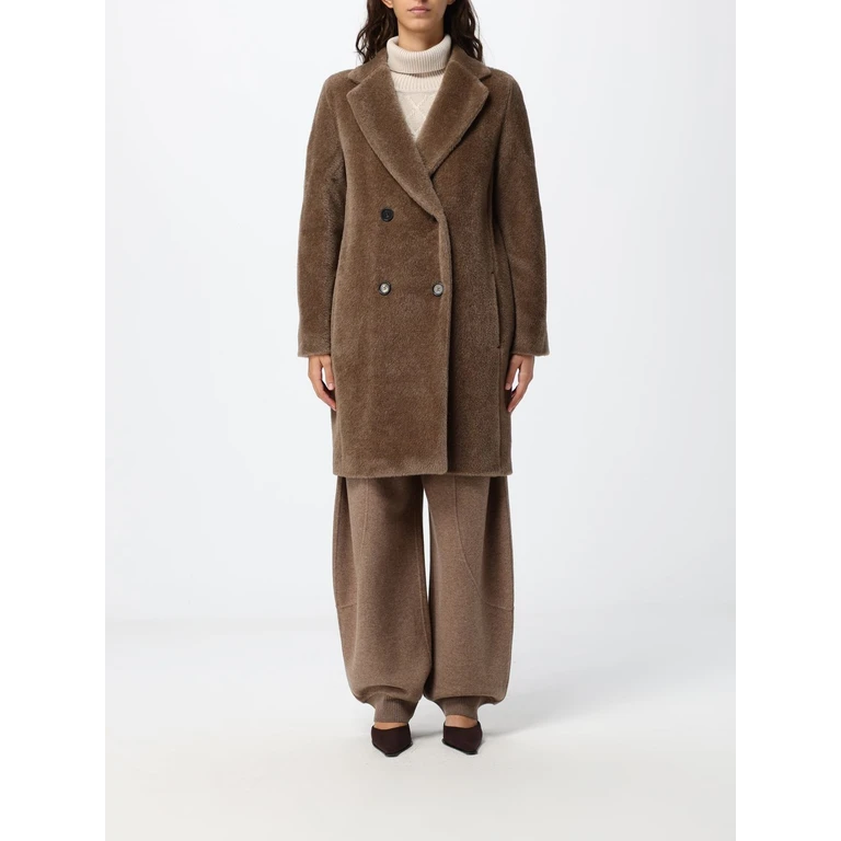 Knee-Length Double-Breasted Coat in Wool and Alpaca Blend (2629016163600035)