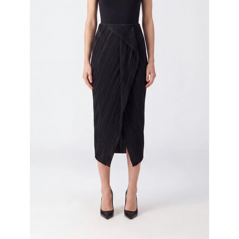 High-Waisted Crêpe Midi Pencil Skirt with Front Slit (LV044G229GUB1)