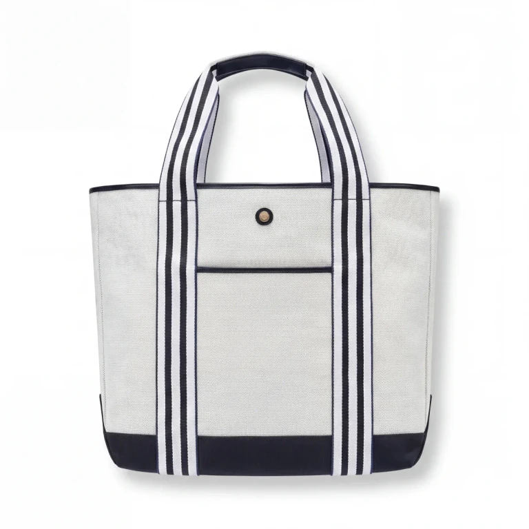 Cabana Tote in Ecocraft Canvas & Vegan Leather - Domino Black