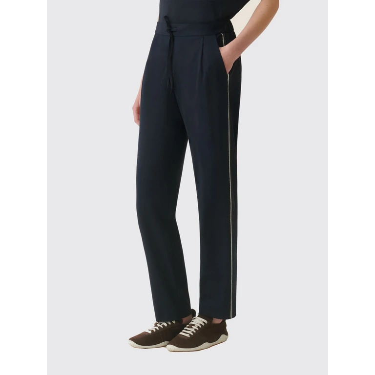 High-Waisted Straight Trousers with Drawstring and Jewel Detail (PAD216F366M3105146)