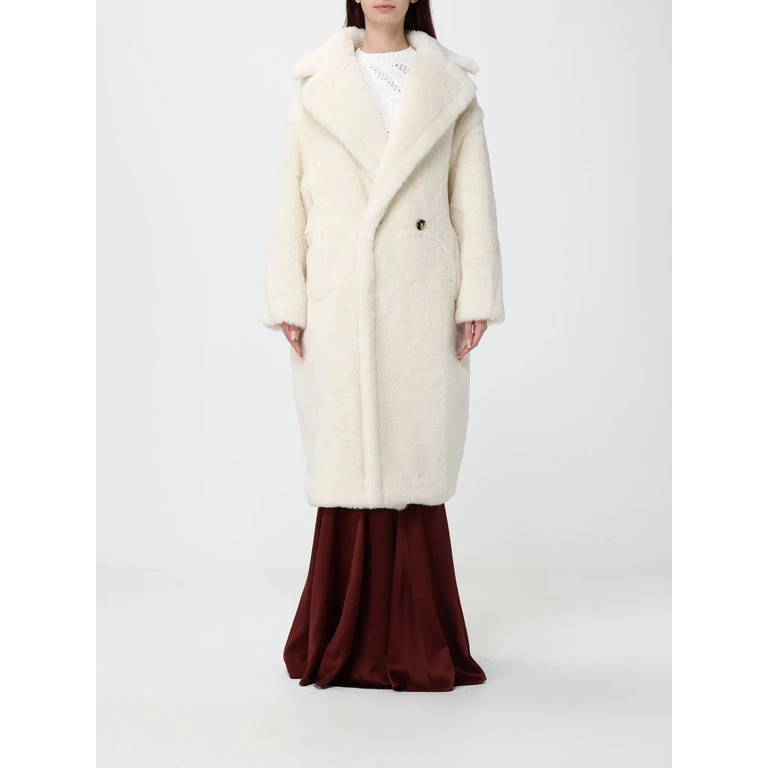 Double-Breasted Wool Blend Teddy Coat with Dropped Shoulders (2621016022600001)