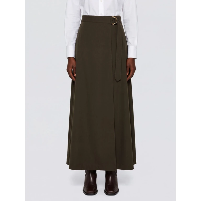 Falda midi Burberry de pura lana marrón
