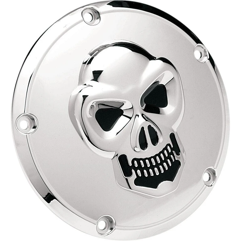 33-0062-PC - Drag Specialties Chrome 3-D Skull Derby Cover For Harley Davidson FLD 1690 2012-2013 - Black/Chrome