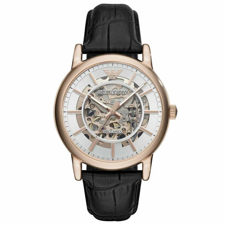 AR60007 Automatic Black Leather Men's Watch
