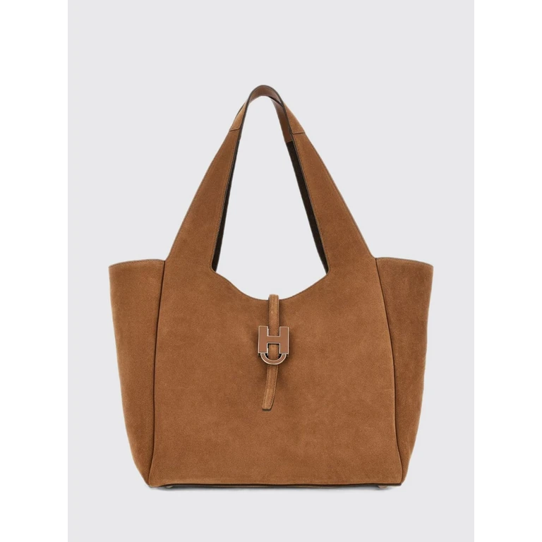 HOGAN Suede Leather Shoulder Bag with H Logo and Internal Pouch (KBW01XA1300UGM96RG)