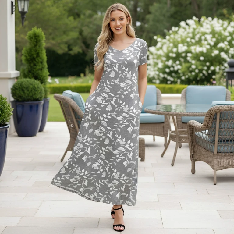 Long Sleeve Swing Dress with Pockets by Bon Apple Tea