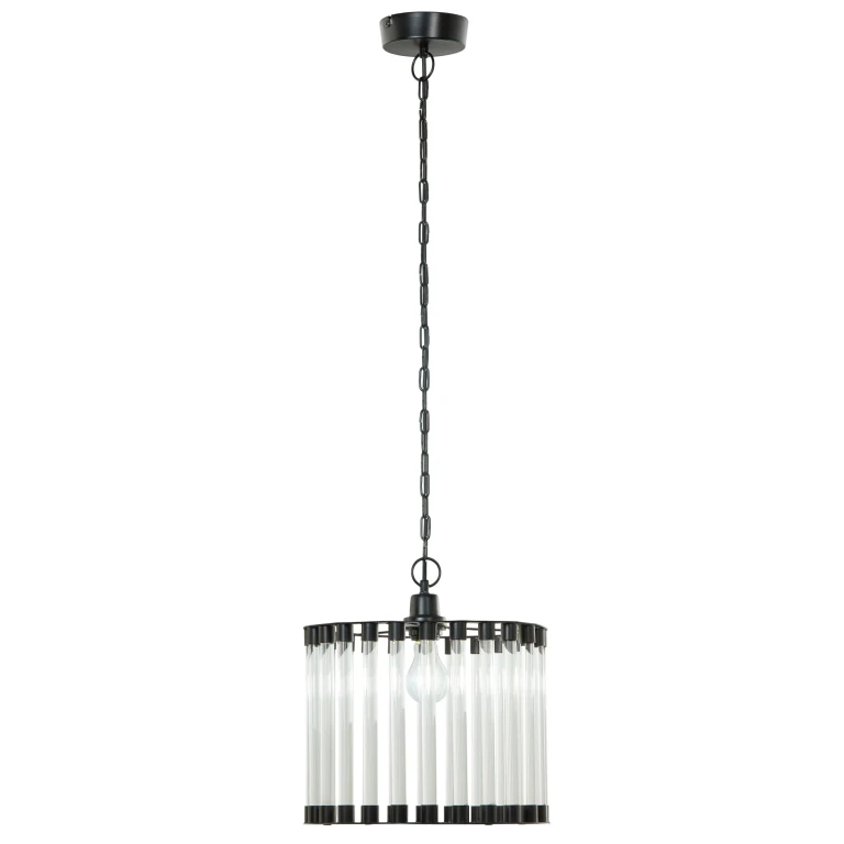 13" W Adalee Clear and Black Glass and Metal Pendant Light