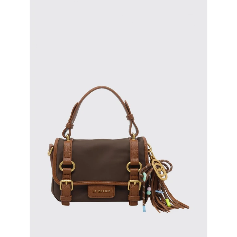 Nylon Mini Handbag with Magnetic Flap Closure and Logo Charm (162MXS513NYEBROWN)