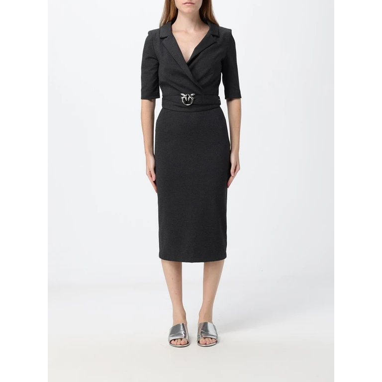 Arnebia Midi Wrap Dress with Logo Buckle Belt (107475A3AHI76)
