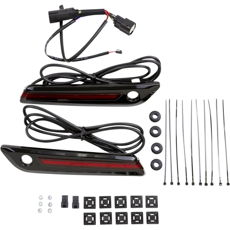 40171 - Ciro LED Saddlebag Hinge Covers For Harley Davidson FLH 1868 ABS 2021 - Black/Red