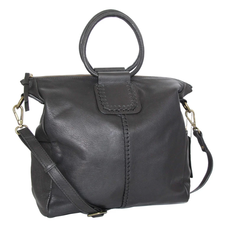 Tonya's Ring Leather Tote - Black