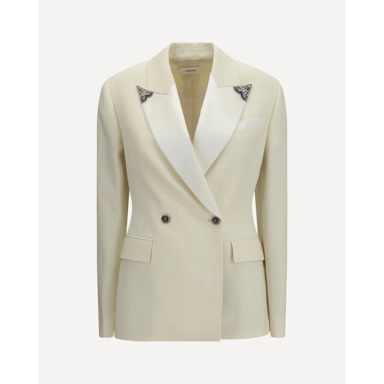 Stretch wool Blazer with embroidered lapels Female 40