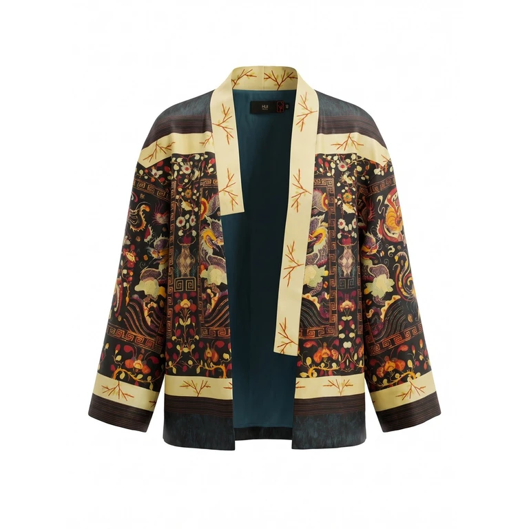 Dragon Printed Short Cardigan