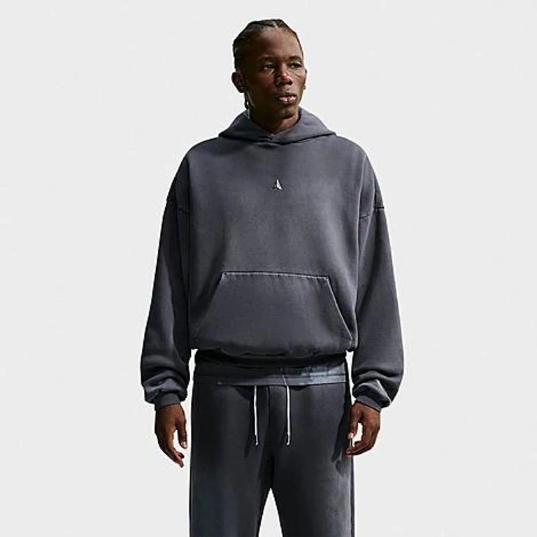 Men's Ja Standard Issue Therma-FIT Fleece Pullover Basketball Hoodie in Black/Ice Silver Size: Small