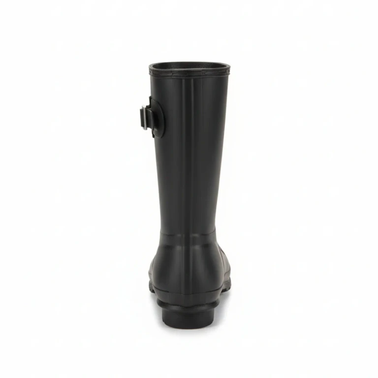 Women's Original Short Back Adjustable Waterproof Rubber Rain Boots Black