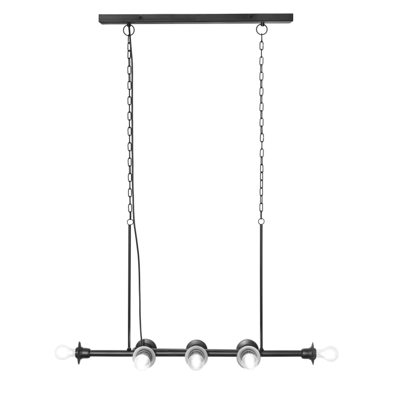 48" L 8-Light Mariko Black Metal Industrial Chandelier