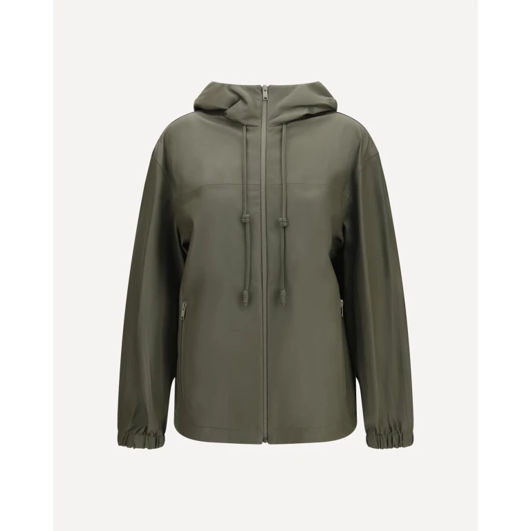 Lightweight nappa leather Jacket with Intrecciato Hood Female 40