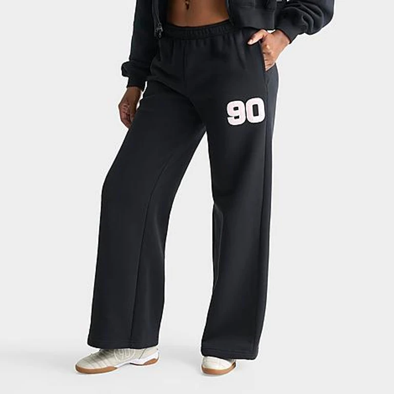 Nike Women's Studio Fleece Medium-Weight "90" Mid-Rise Wide-Leg Pants in Pink Foam Size: XS