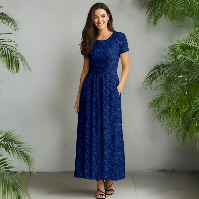 Long Sleeve Swing Dress with Pockets by Bon Apple Tea