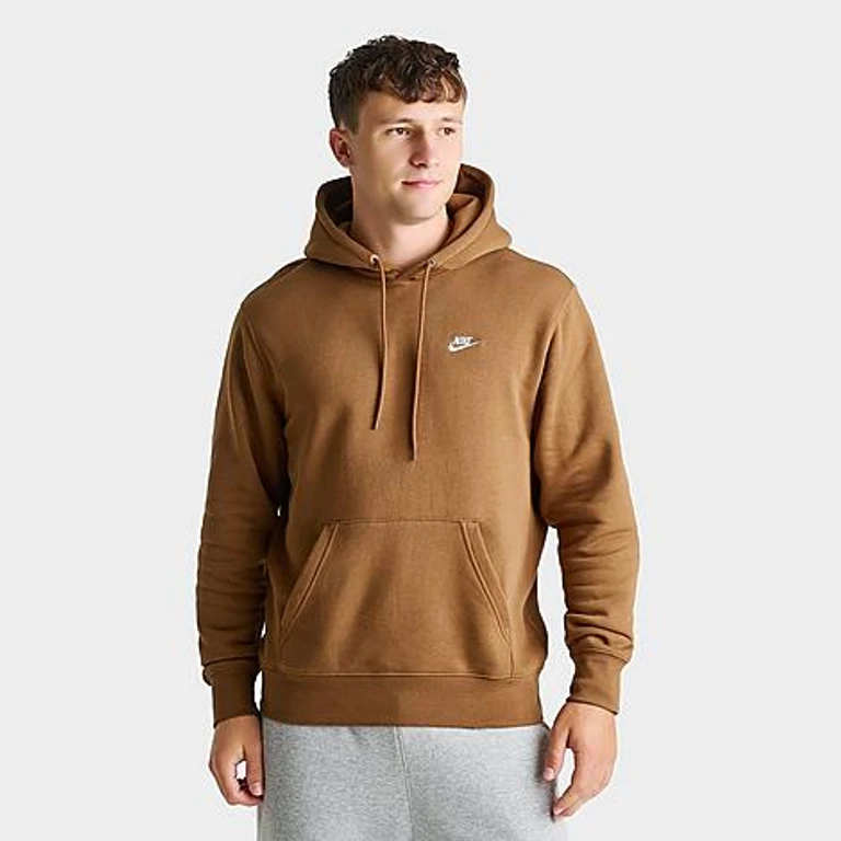 Men's Club Fleece Premium Embroidered Pullover Hoodie in Ale Brown/Ale Brown/White Size: XS