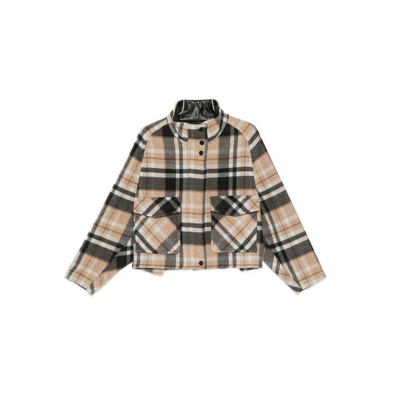 Bomber Pinko in misto lana con motivo tartan