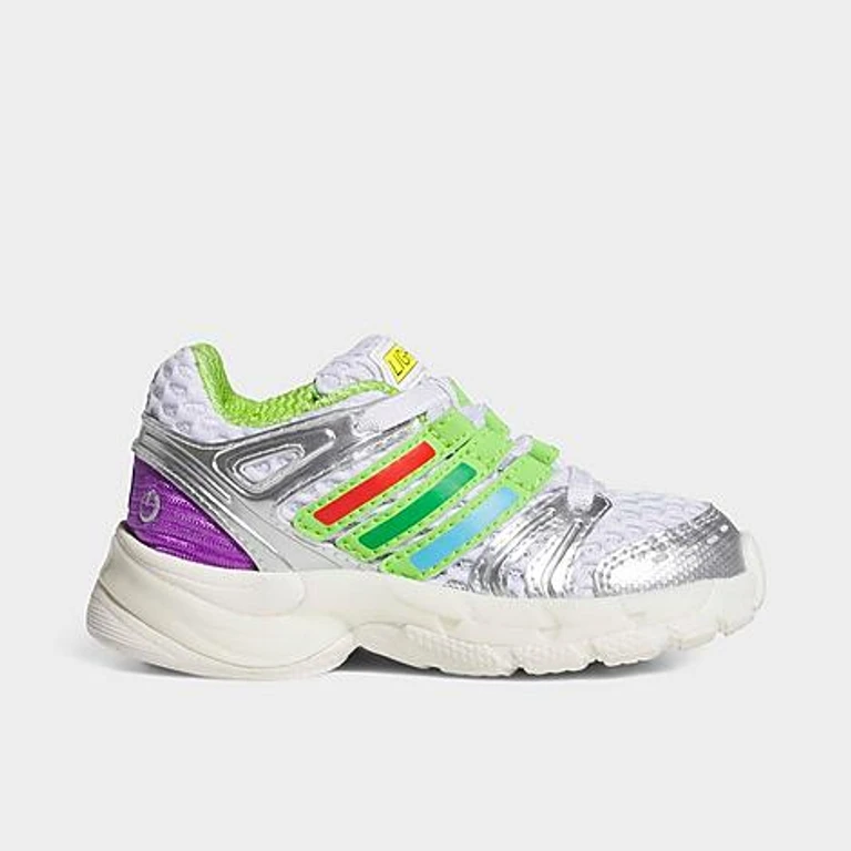 Infant and Kids Toddler x Pixar Toy Story Adistar Control 5 Stretch Lace LED Casual Shoes in Cloud White/Solar Slime/Silver Metallic Size: 4.0