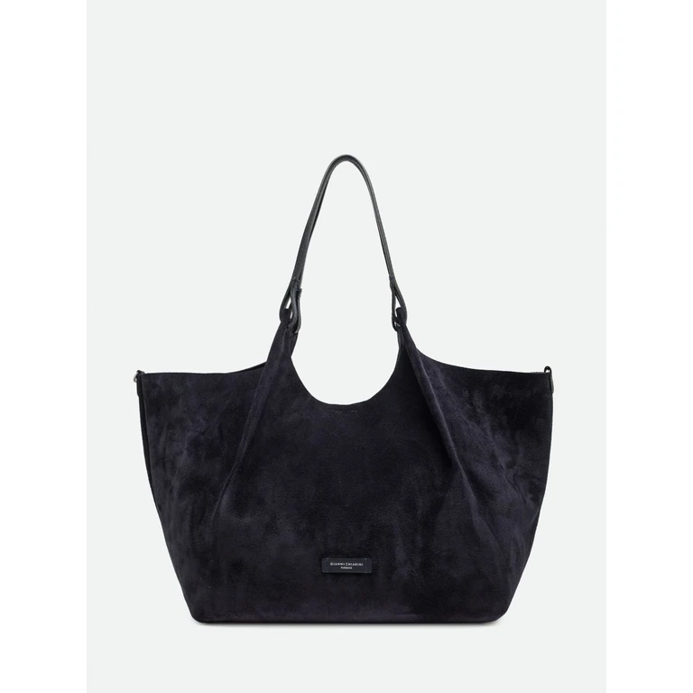 Suede Calfskin Leather Shoulder Bag with Double Handle (BS9800CMPLNOTTURNO)