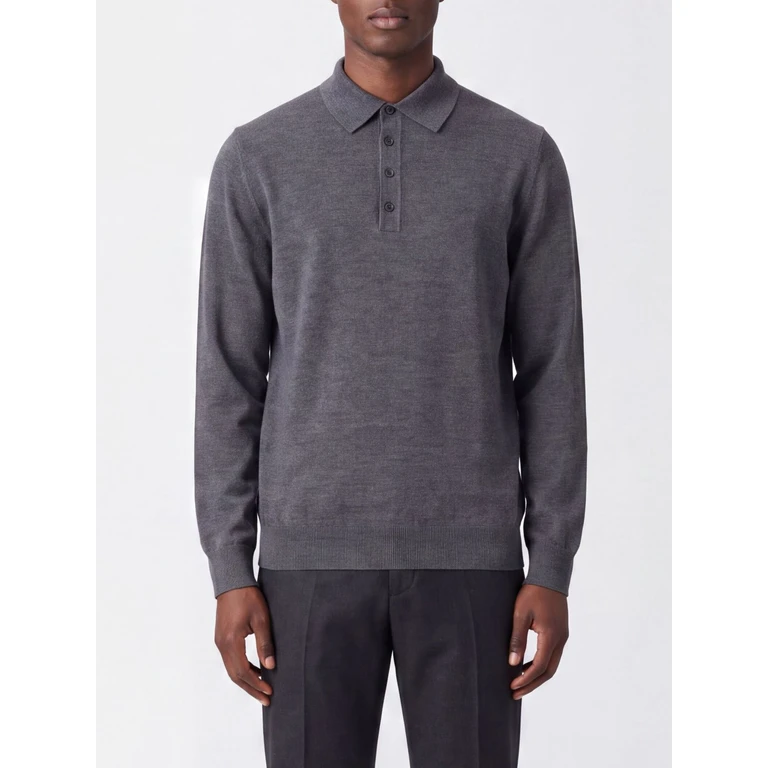 Long-Sleeved Extrafine Merino Wool Knit Polo (402203206)