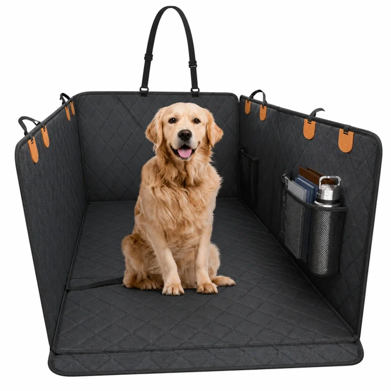 Large Seat Guard Waterproof Back Seat Extended Cover with Mesh Window Storage Pockets