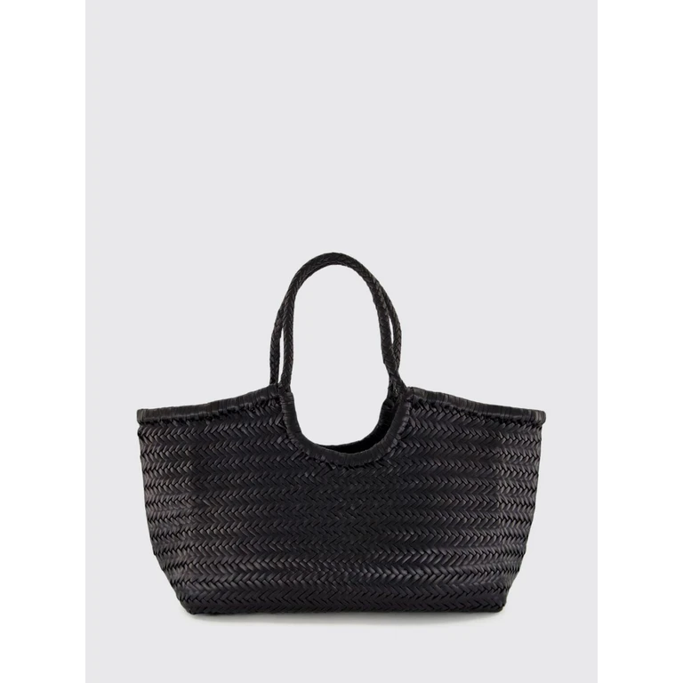 Nantucket Woven Leather Shoulder Bag with Braided Handles (8822BLK)