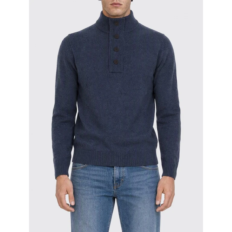 High Neck Pure Wool Jumper with Patches and Buttons (MKN0585IN72)