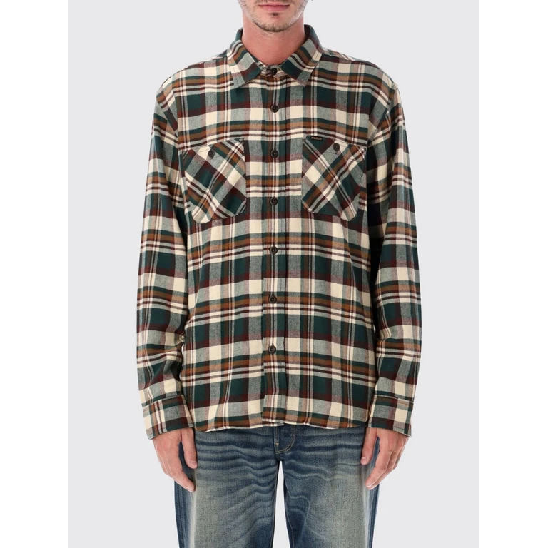 Long-Sleeve Check Flannel Shirt with Buttoned Patch Pockets (FMCAM0053309)