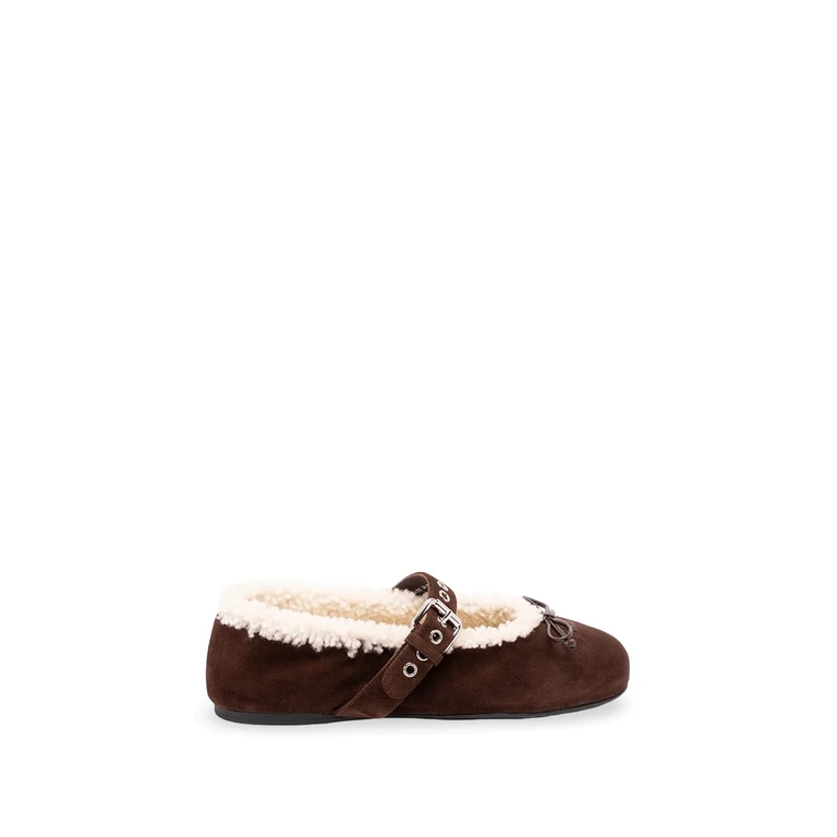 Suede And Shearling Ballerinas