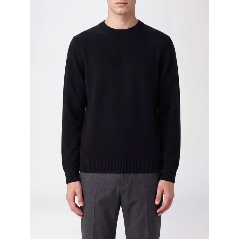 Wool and Cashmere Blend Crewneck Sweater with Ribbed Trims (410001430)