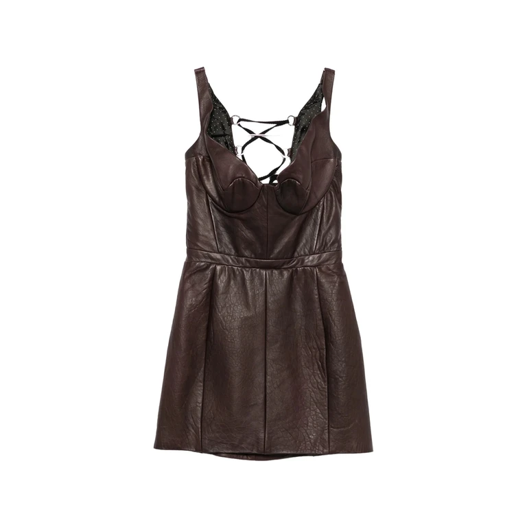 Rika Lace-up Leather Mini Dress