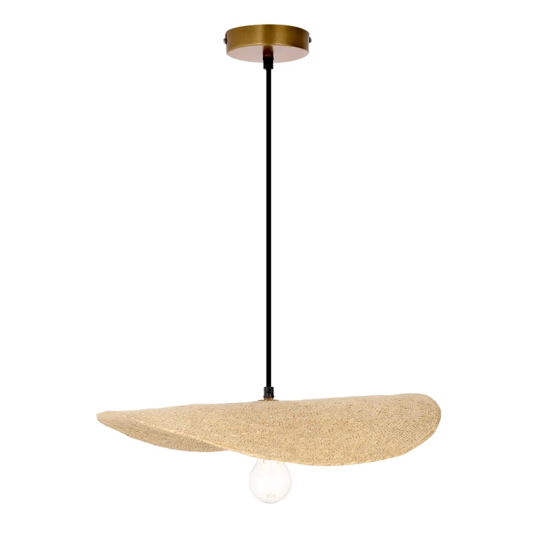 18" W 1-Light Morty Metal and Jute Oval Hanging Pendant