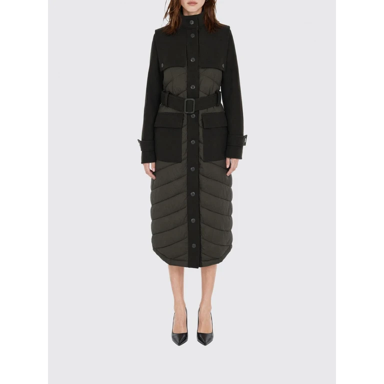 Quilted Wool Blend Coat with High Neck and Belt (8O0053C7998G639)