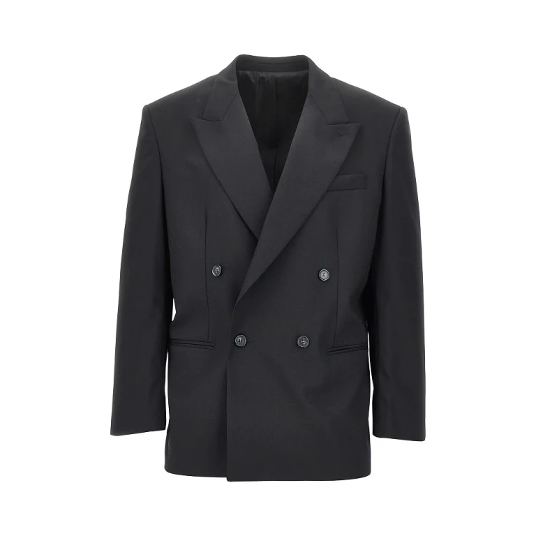 Wool-blend double-breasted jacket Man 48