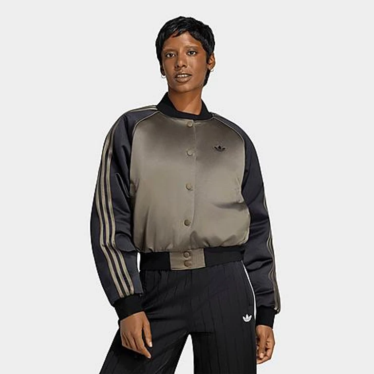 Women's Originals Satin Superstar Bomber Jacket in Branch/Black/Dark Football Gold Size: XXS