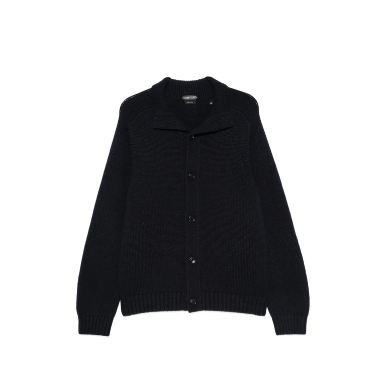Ribbed-knit Shawl-collar Cardigan