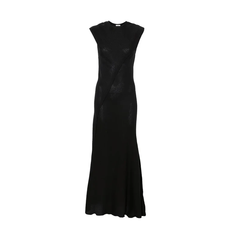 Scooped back wool long dress Woman 40