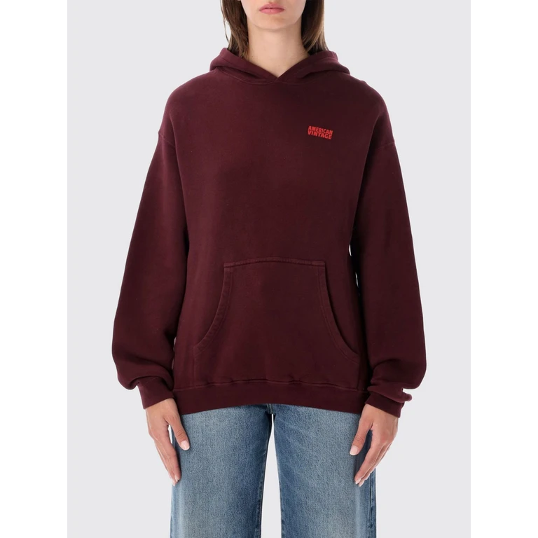 Oversized Hooded Sweatshirt with Kangaroo Pocket in Stretch Cotton (IZU03DCERISIER)
