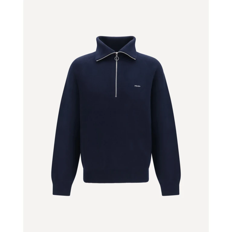 Half-zip wool and cashmere Sweater Male 50