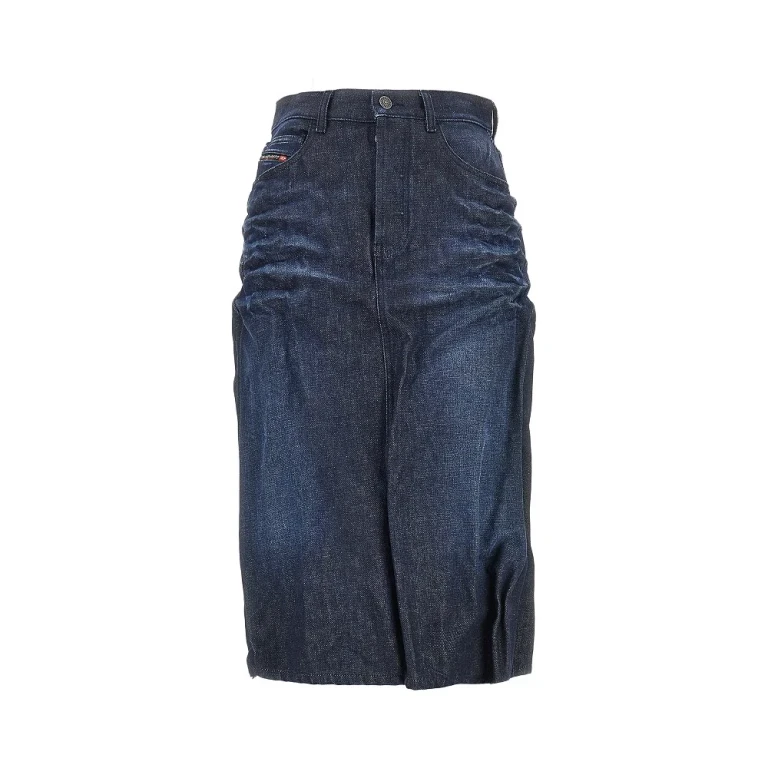 Creased denim midi skirt Woman 24