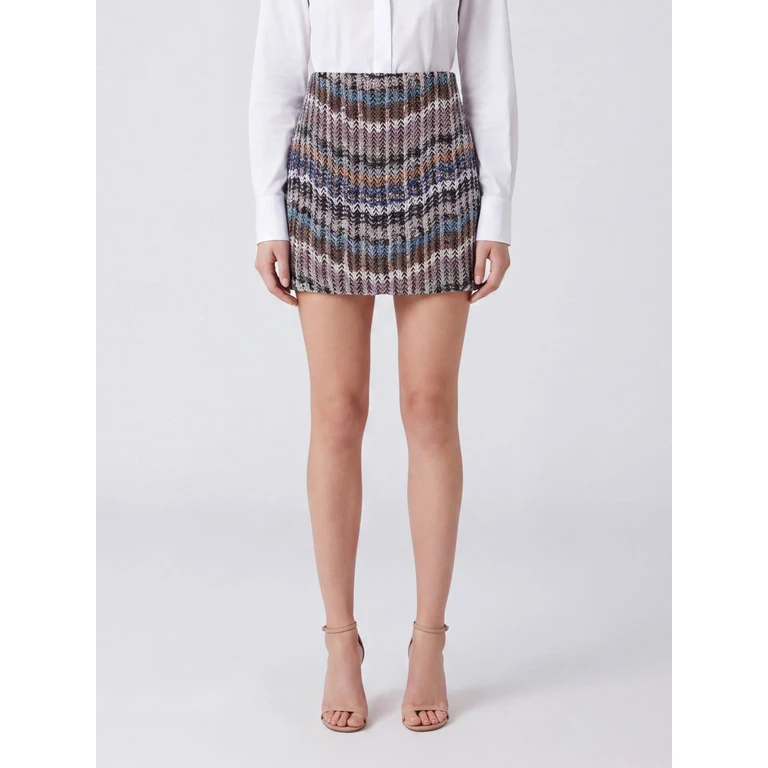 Multicolor Striped Wool Blend Knit Mini Skirt with a Slim Fit (DS26WH09BC006CSMSOS)