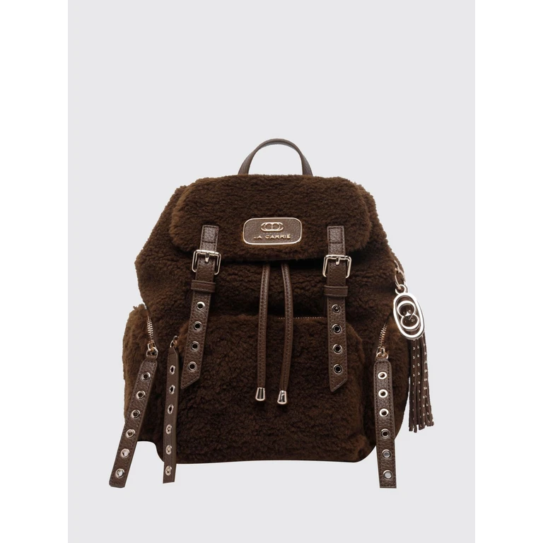 Faux Fur Backpack with Adjustable Straps, Tassels and Charm (162MZS271FUEBROWN)