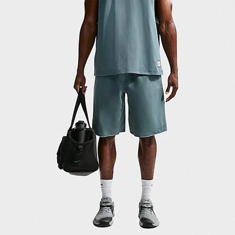 Nike Men's N. A.C Dri-FIT Fleece 10" Training Shorts in Mineral Slate/Pale Ivory/Mineral Slate Size: XS