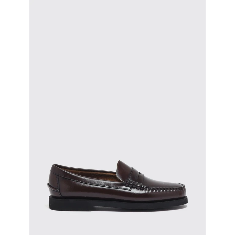 Brushed Leather Penny Loafers with Saddle Strap and Raised Apron Toe (731243W903)